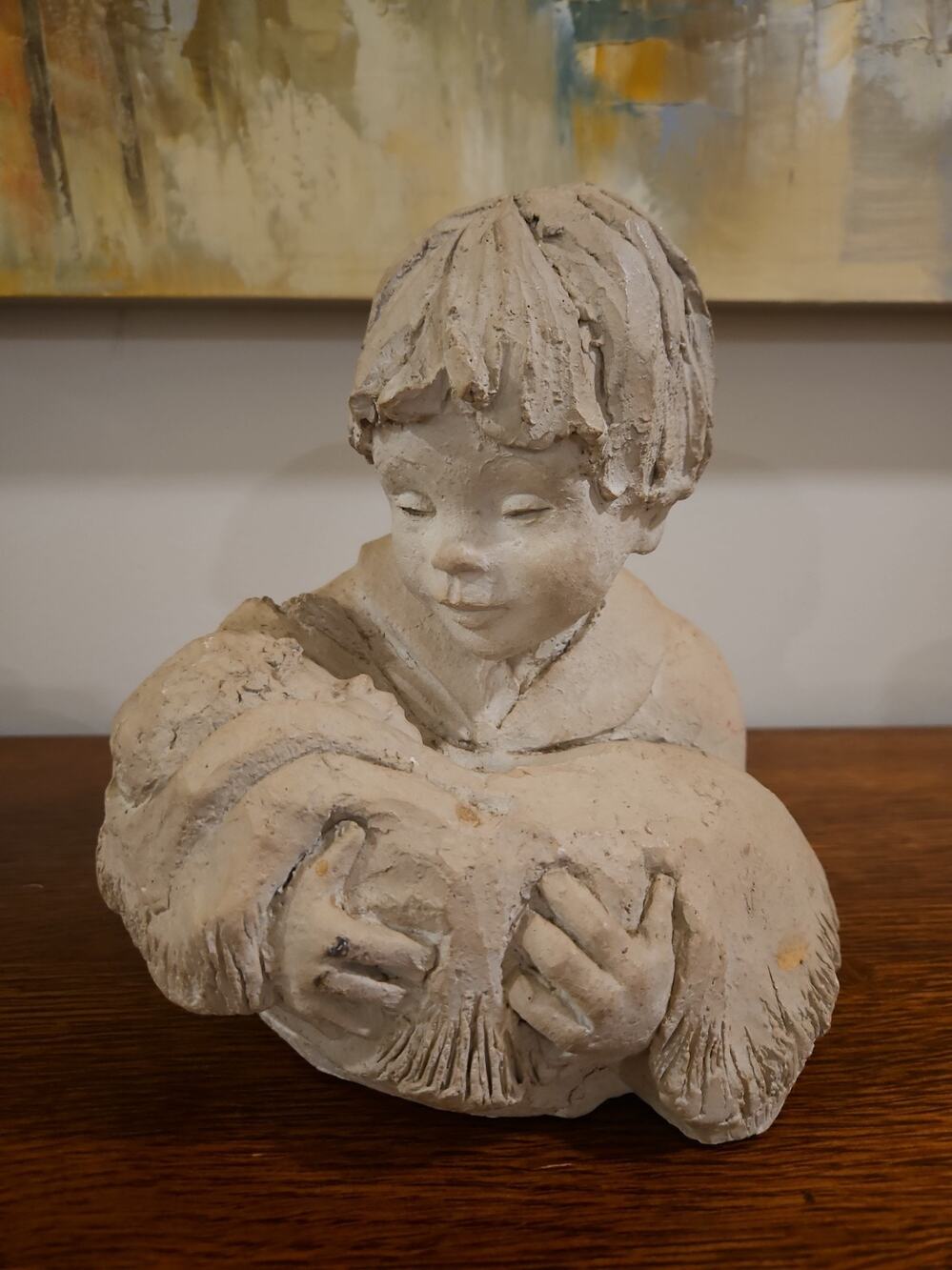 Vintage Austin Productions Statue - Child Holding a Baby 1981 “NEW ADDITION “